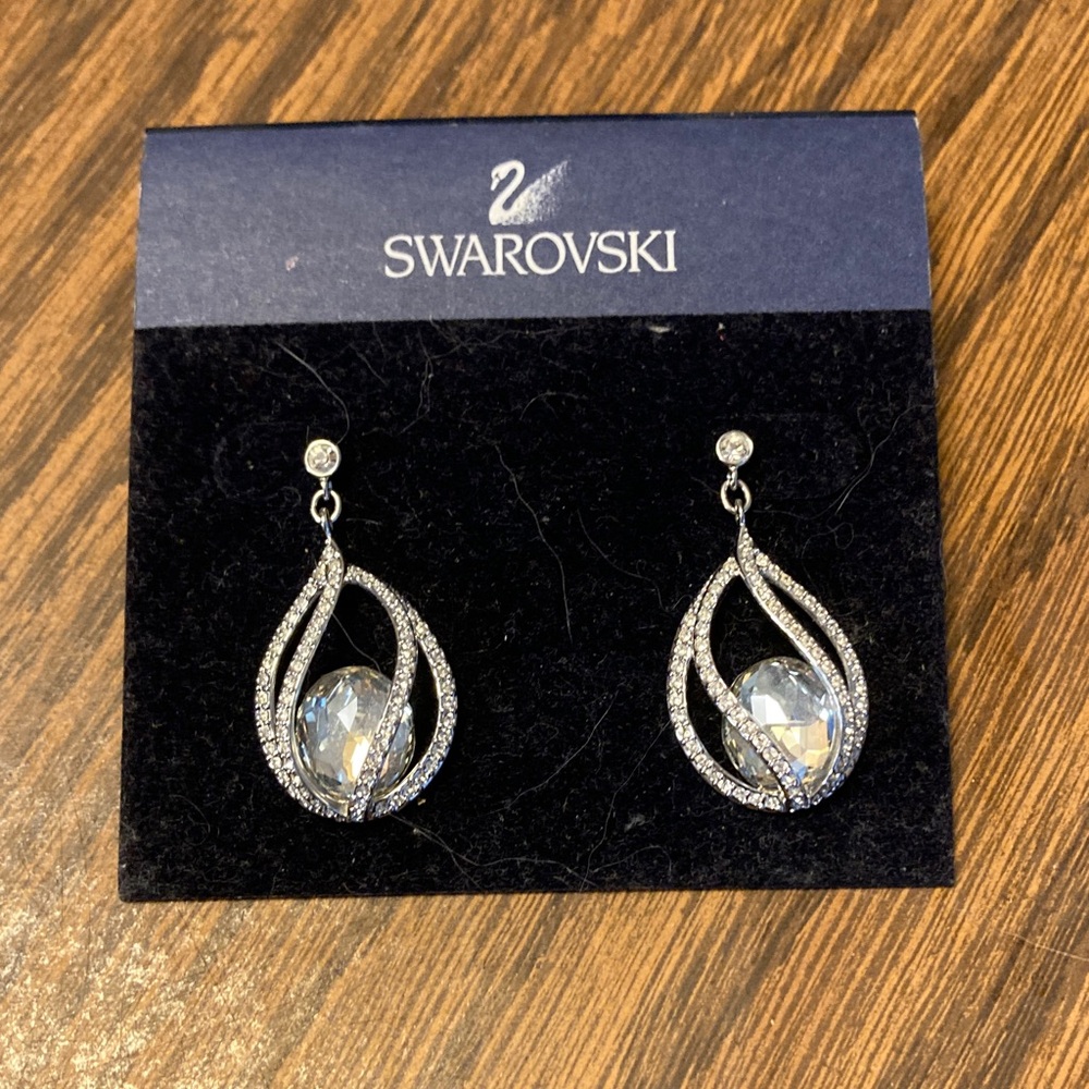 Swarovski Silver and Crystal Drop Earrings